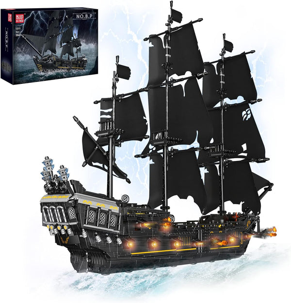 Mould King 2868 PCS Black Pearl Caribbean Pirate Ship Model Building Blocks Kit