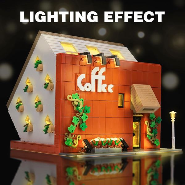 3118pcs Upside Down Coffee Shop Building Set