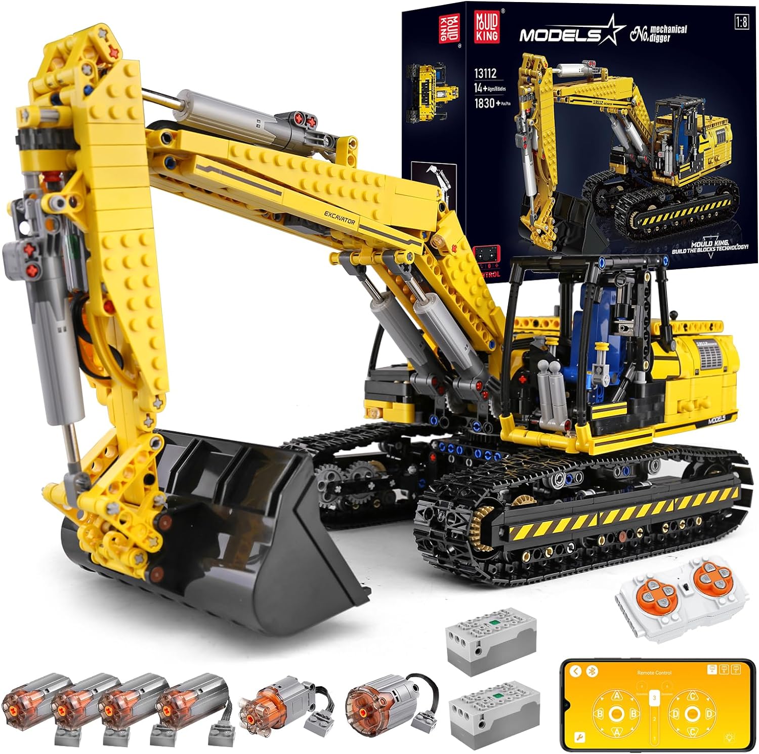 1830pcs Mould King RC Excavator Building Set for Boys  13112