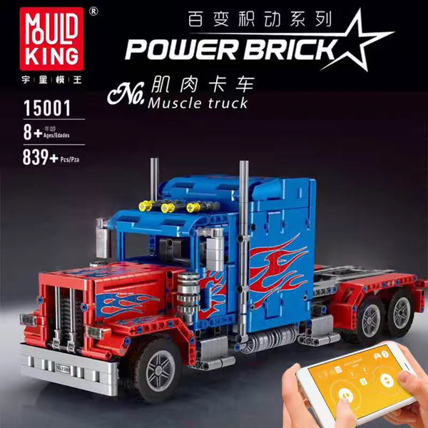839pcs Mould King Peterbilt Truck 15001 Building Block