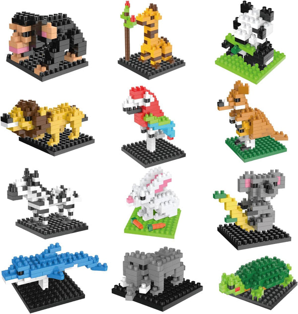 12 Sets Mini Animals Building Blocks Sets