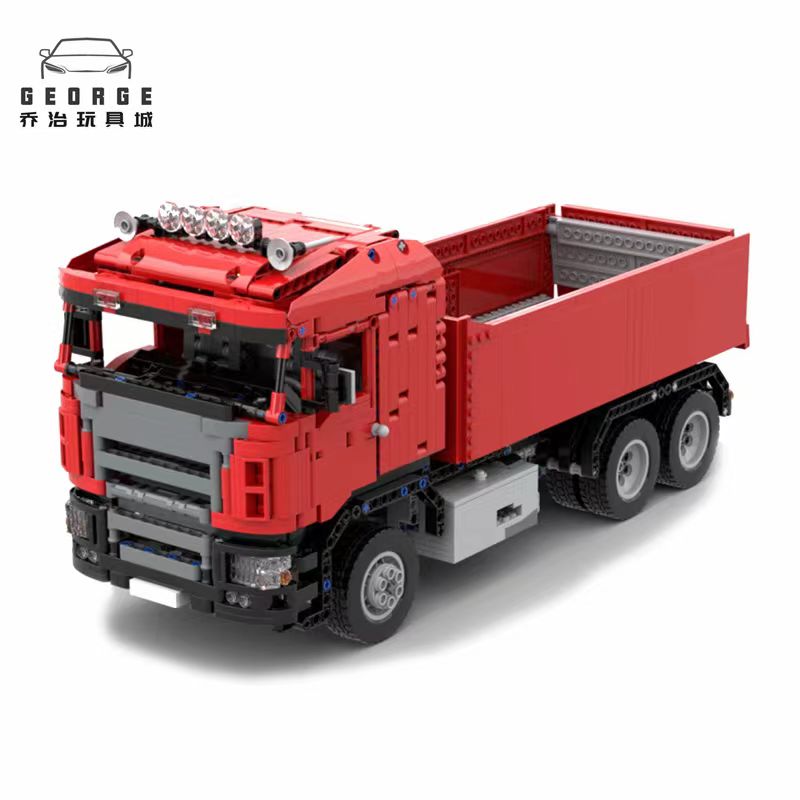 1838pcs MOC-38781 Red Electric Dump Truck Assembly Stitching Building Block Model