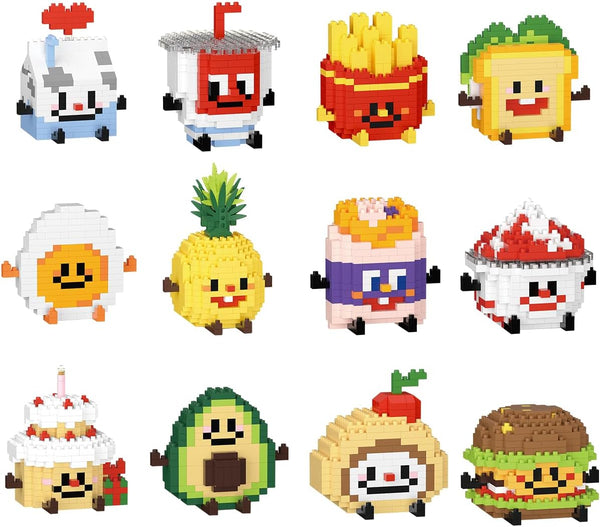 12 Sets of Happy Food Cute Food Series Mini Bricks