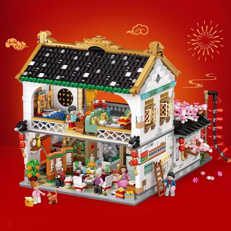 3425pcs LOZ Mini Chinese Courtyard House New Year Gift Building Block Set 1034