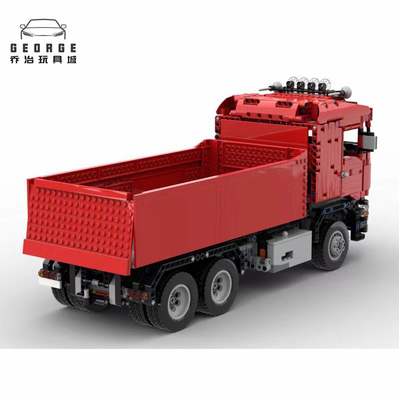 1838pcs MOC-38781 Red Electric Dump Truck Assembly Stitching Building Block Model