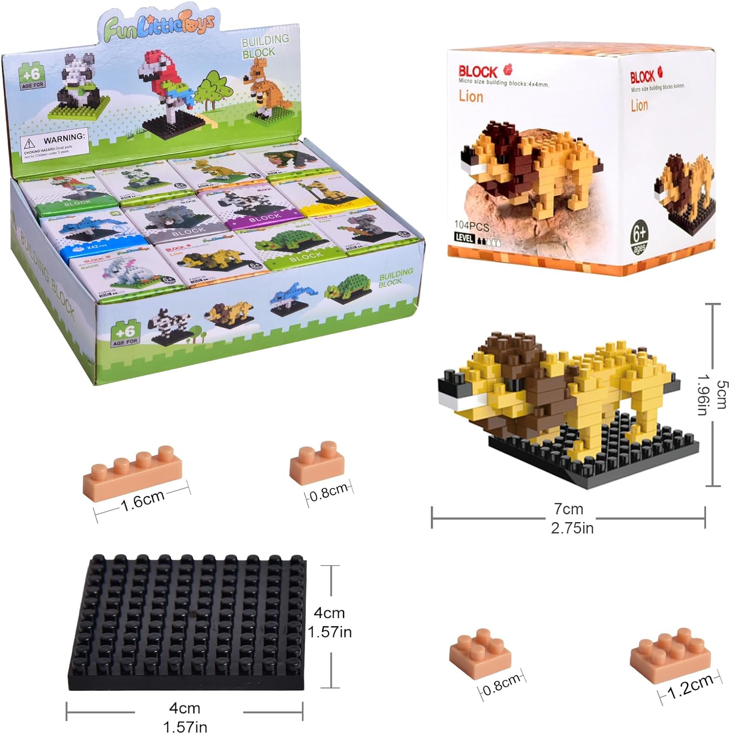 Set Di Mini Mattoncini Animali Da Costruzione Con Carte, 30 Pezzi, Bomboniere Per Feste Bambini