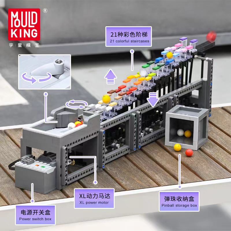 1038Pcs Mould King  Rainbow Stepper Building Block with App Controller 26004